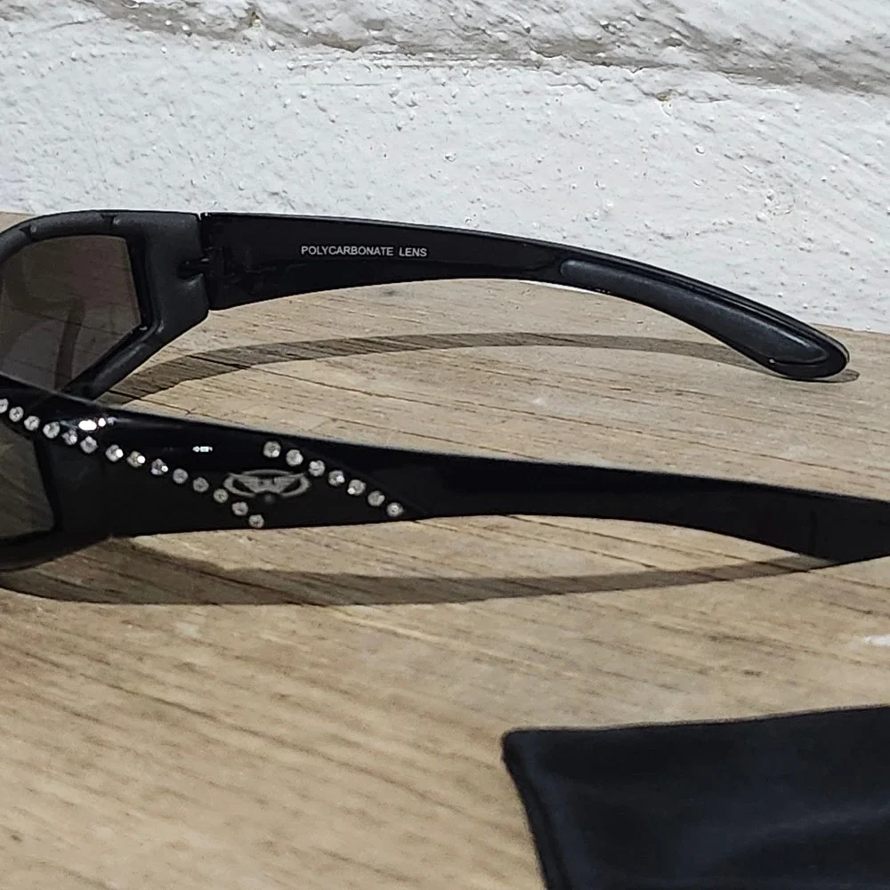 Harley Davidson Marilyn 11 Global Vision Black Rhinestone Riding Sunglasses